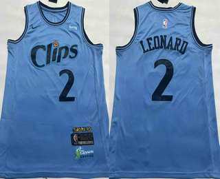 Men%27s Los Angeles Clippers #2 Kawhi Leonard Light Blue 2024 City Icon Sponsor Swingman Jersey
